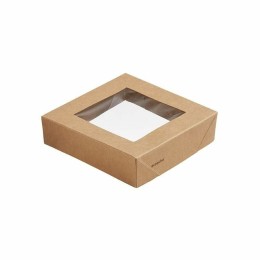 Couvercle barquette viking kraft brun biodégradable 11,3 x 11,3 cm - par 300