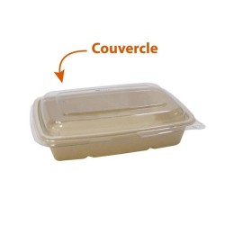 Boîte alimentaire bio 600 ml, Emballage biodégradable pour vente à emporter  avec couvercle.
