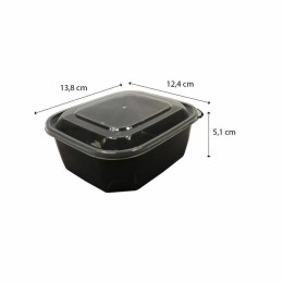 Barquette plastique PP noire avec couvercle 500 ml - par 408