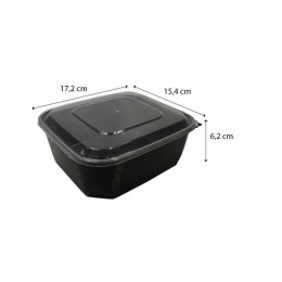 Barquette plastique PP noire avec couvercle 1000 ml - par 300