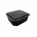 Barquette plastique PP noire avec couvercle 1500 ml - par 192