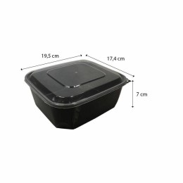 Barquette plastique PP noire avec couvercle 1500 ml - par 192