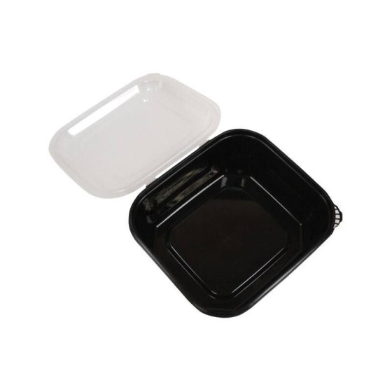 Barquette Plastique Multifonction Noire + Couvercle - SML Food Plastic