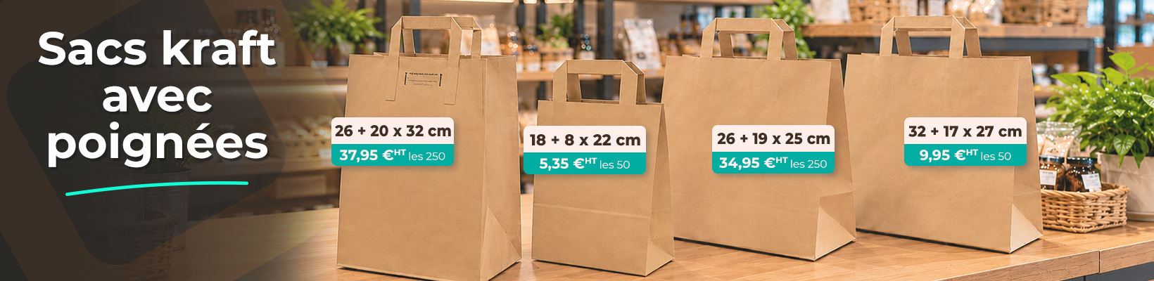 Sacs kraft avec poign&eacute;es 